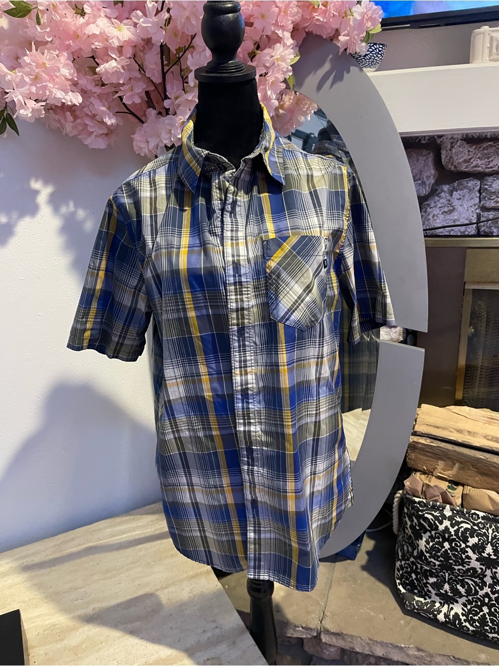 Marmot Short-Sleeve Plaid Button-Down Shirt - Blue & Yellow